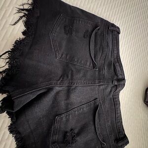 Black Distressed Denim shorts
